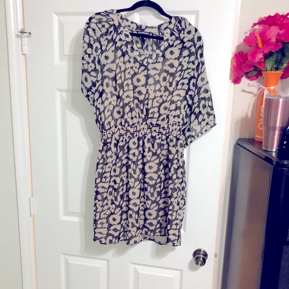 Express Dresses & Skirts - Cheetah leopard print elastic cinched waist dress.